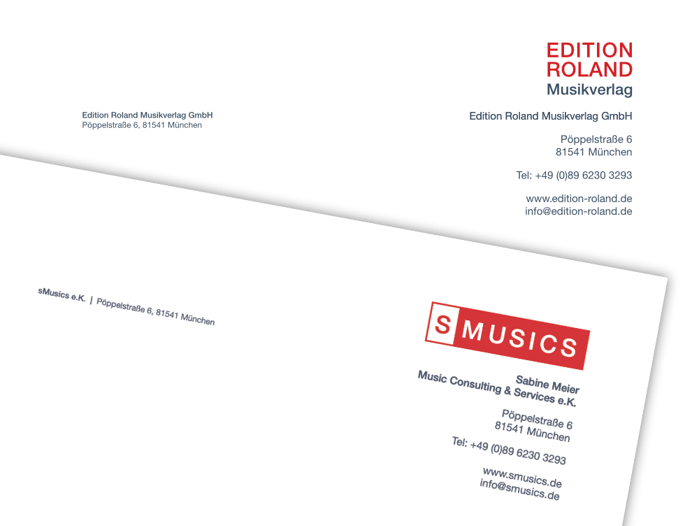 Logo-Design und Geschäftsausstattung für den Musikverlag SMUSICS