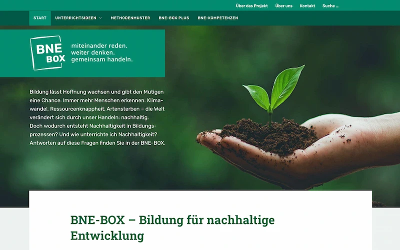 Website zum Thema Bildung für nachhaltige Entwicklung