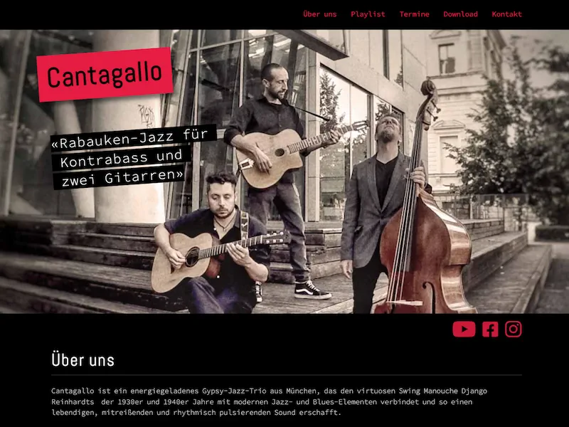 Website für das Jazz-Trio CANTAGALLO