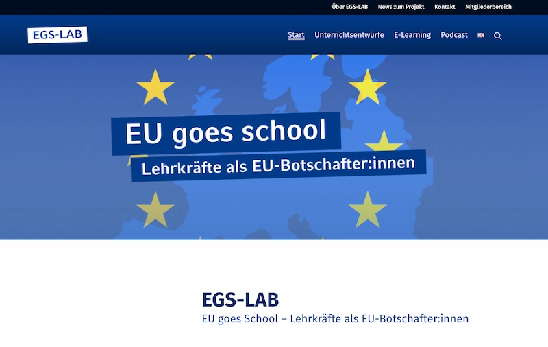 Website für das Projekt „Europe goes School – Lehrkräfte als EU-Botschafter:innen“