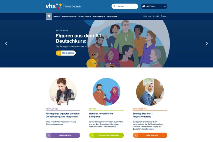 Screenshot der Website „Portal Deutsch“