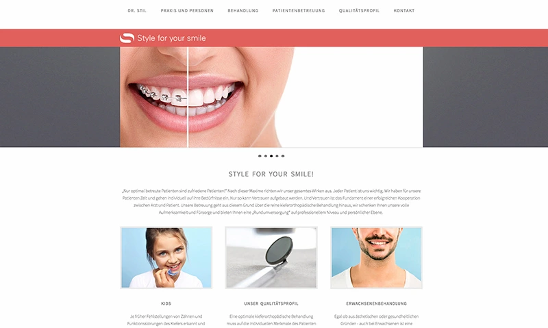 Redesign Website für eine kieferorthopädische Praxis