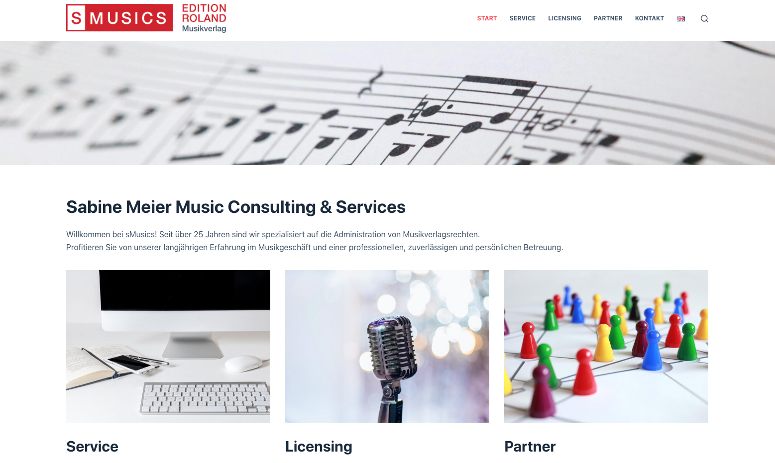 Website für den Musikverlag SMUSICS