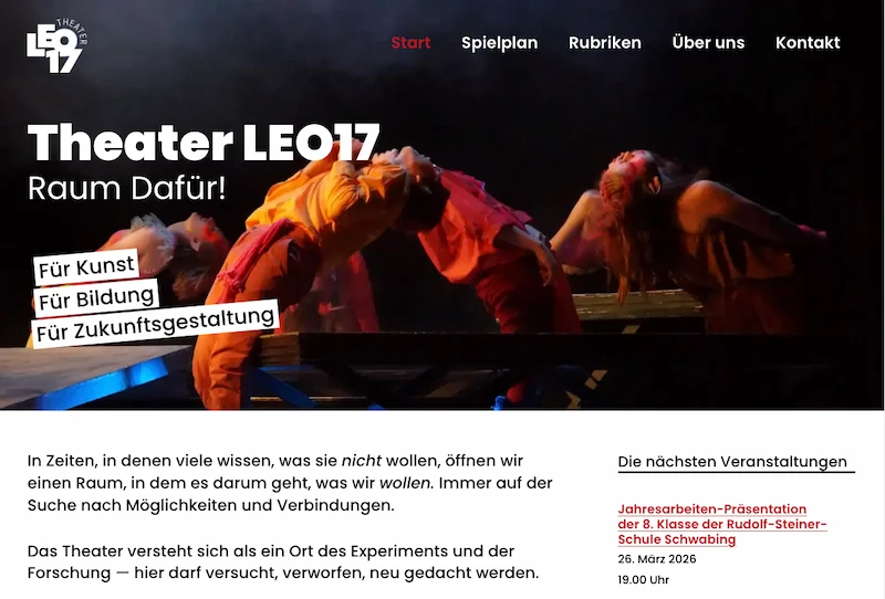 Website für das Theater LEO17 in München